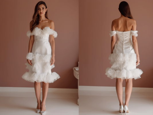 Minimalist White Mini Short Wedding Dress with Simple Straps for an Effortless Look