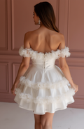 Glamorous White Mini Short Wedding Dress with Sparkling Beaded Straps for a Luxe Look