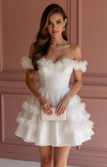 Glamorous White Mini Short Wedding Dress with Sparkling Beaded Straps for a Luxe Look