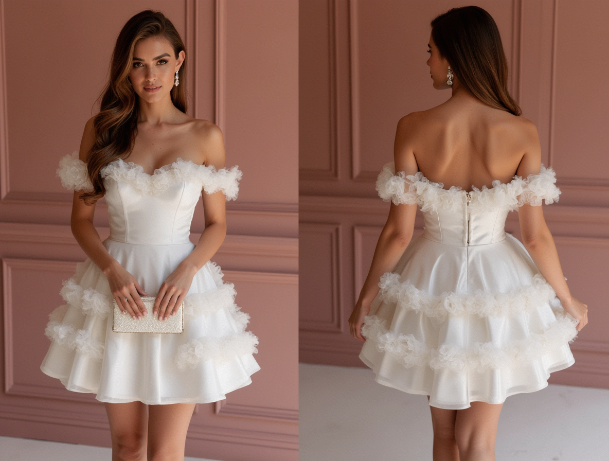 Glamorous White Mini Short Wedding Dress with Sparkling Beaded Straps for a Luxe Look