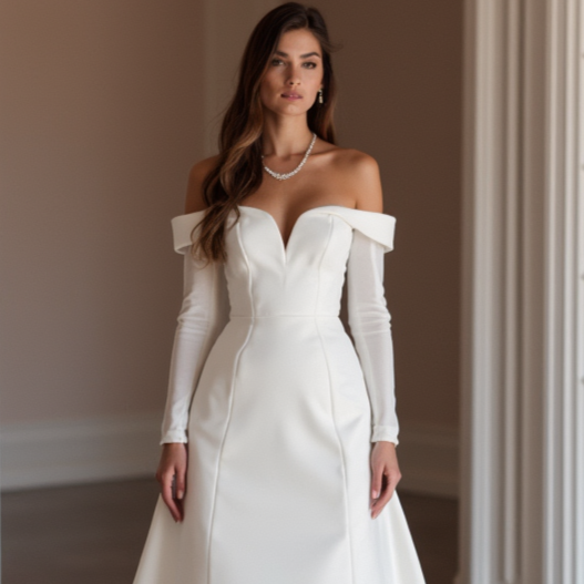 Mermaid White Wedding Dress with a Cascading Train for a Grand Bridal Look