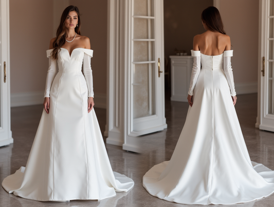 Mermaid White Wedding Dress with a Cascading Train for a Grand Bridal Look