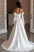 Mermaid White Wedding Dress with a Cascading Train for a Grand Bridal Look