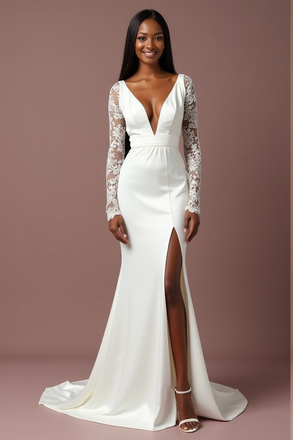 Stunning A-Line White Wedding Dress with a Lace-up Back for a Custom Fit