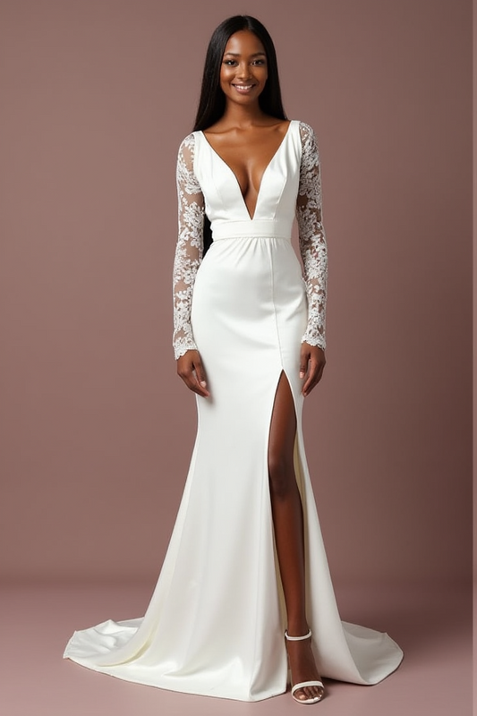 Stunning A-Line White Wedding Dress with a Lace-up Back for a Custom Fit