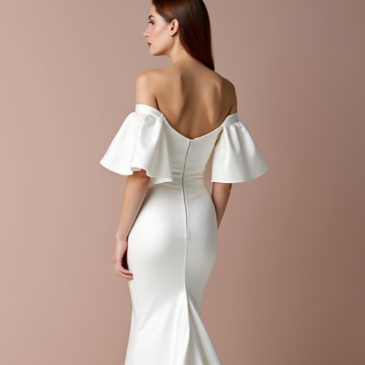 Glamorous White Mermaid Wedding Dress with a Satin Finish for a Luxurious Look