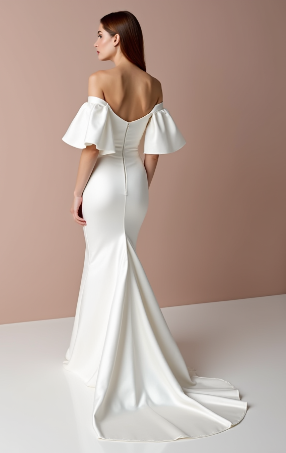 Glamorous White Mermaid Wedding Dress with a Satin Finish for a Luxurious Look