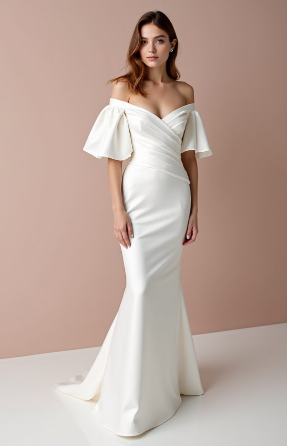 Glamorous White Mermaid Wedding Dress with a Satin Finish for a Luxurious Look