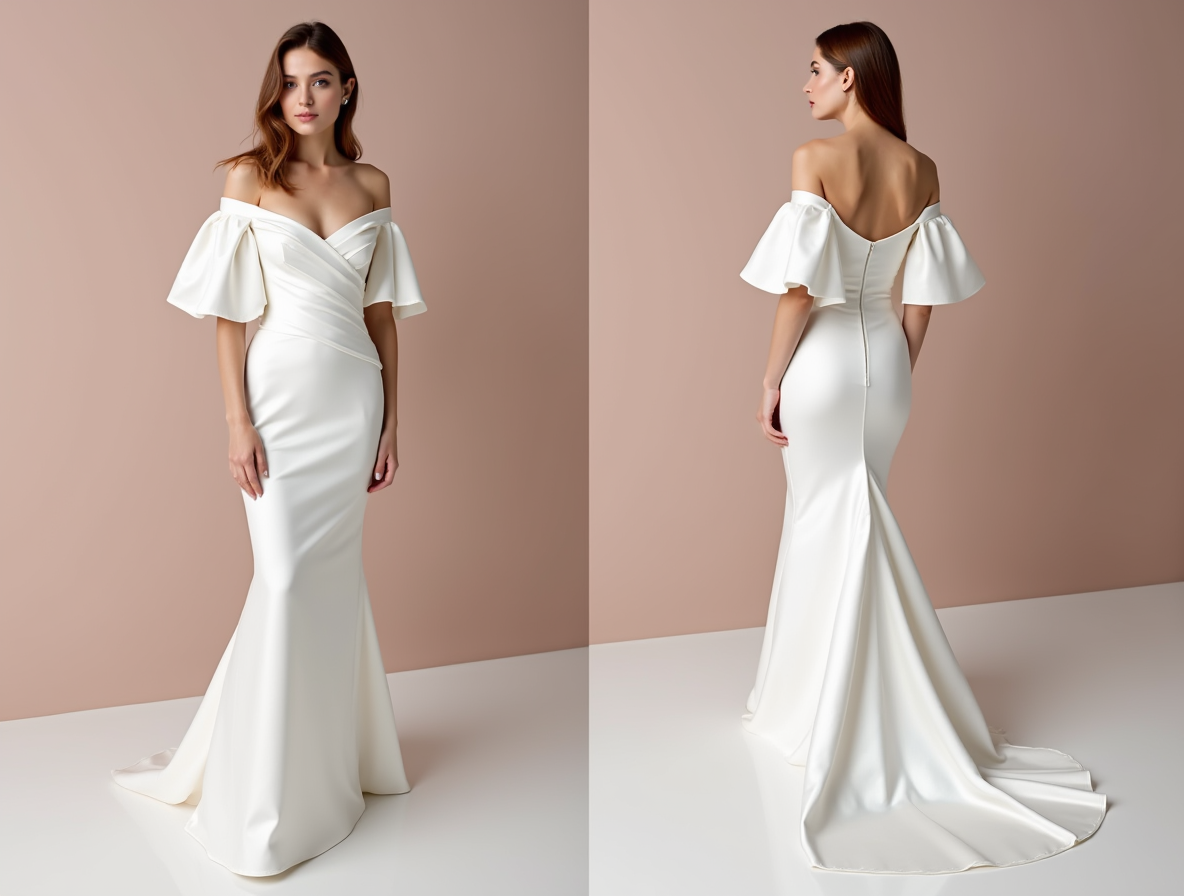 Glamorous White Mermaid Wedding Dress with a Satin Finish for a Luxurious Look