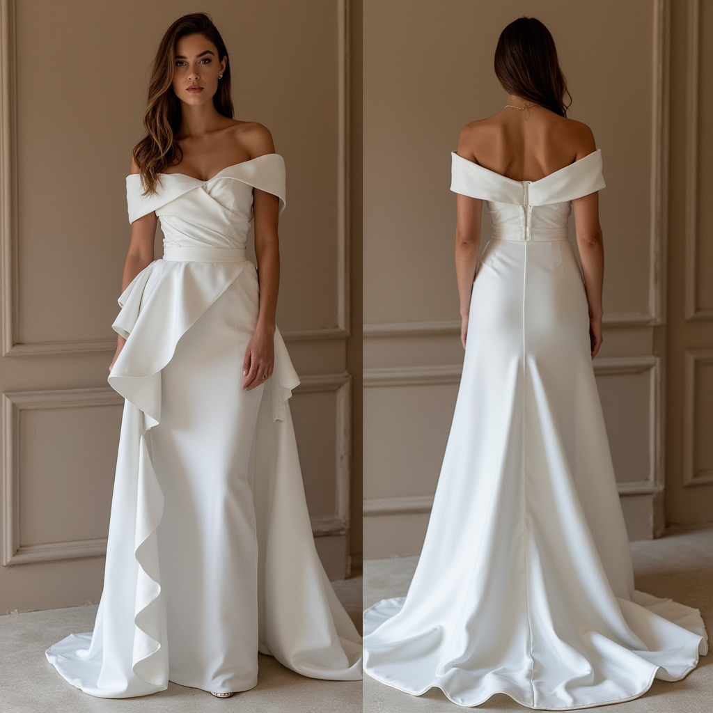 Sleek Wedding Dress with Lace Straps – Modern Bridal Look

