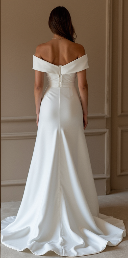 Sleek Wedding Dress with Lace Straps – Modern Bridal Look