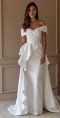 Sleek Wedding Dress with Lace Straps – Modern Bridal Look