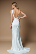 Ivory Sleeveless Evening Dress with Front Knot and Slit