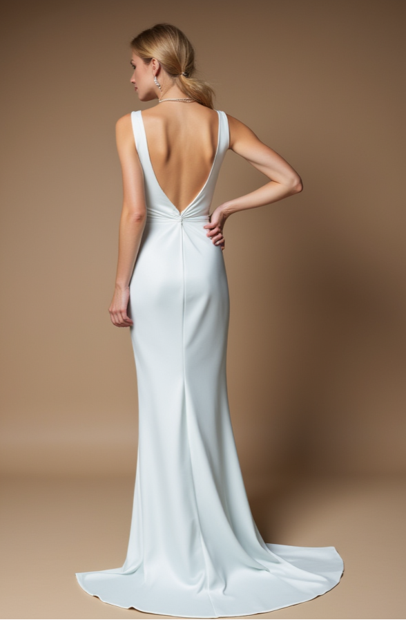 Classic Ball Gown Wedding Dress – Strapless Satin Elegance

