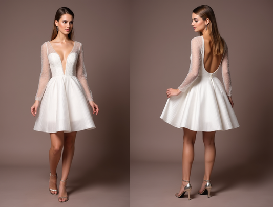 Modern White Mini Short Wedding Dress with a One-Shoulder Design for a Unique Look