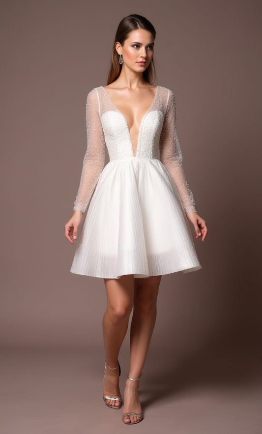 Modern White Mini Short Wedding Dress with a One-Shoulder Design for a Unique Look