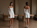 Mermaid Wedding Dress – Off-Shoulder Balloon Sleeves & Fitted Bodice