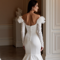 Mermaid White Wedding Dress with a Pleated Skirt for a Structured Fit