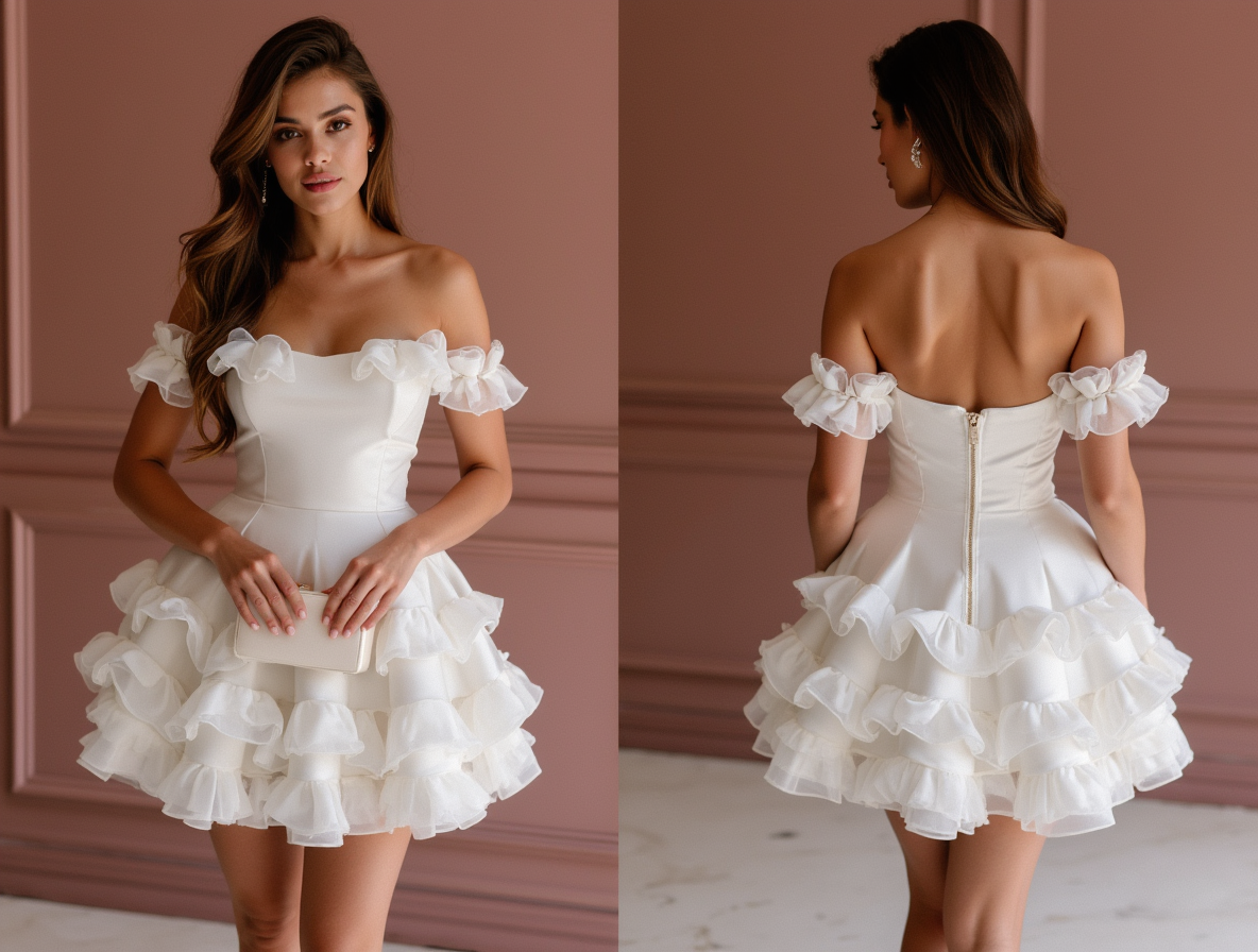 Modern White Mini Short Wedding Dress with Side Cutouts for a Trendy Touch