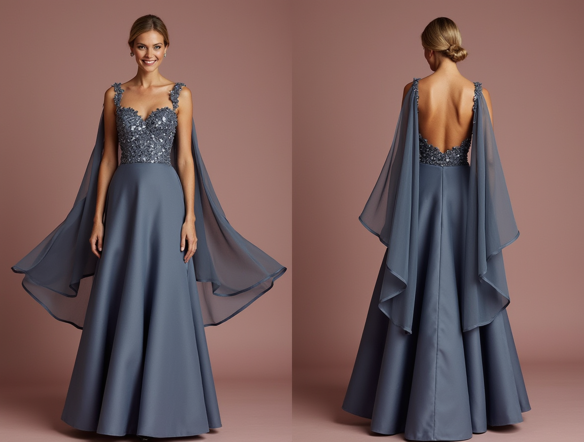 Dazzling Grey Evening Dress & Prom Dress with Sequin Fabric for Maximum Sparkle