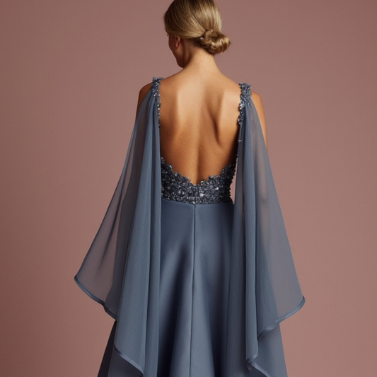 Dazzling Grey Evening Dress & Prom Dress with Sequin Fabric for Maximum Sparkle