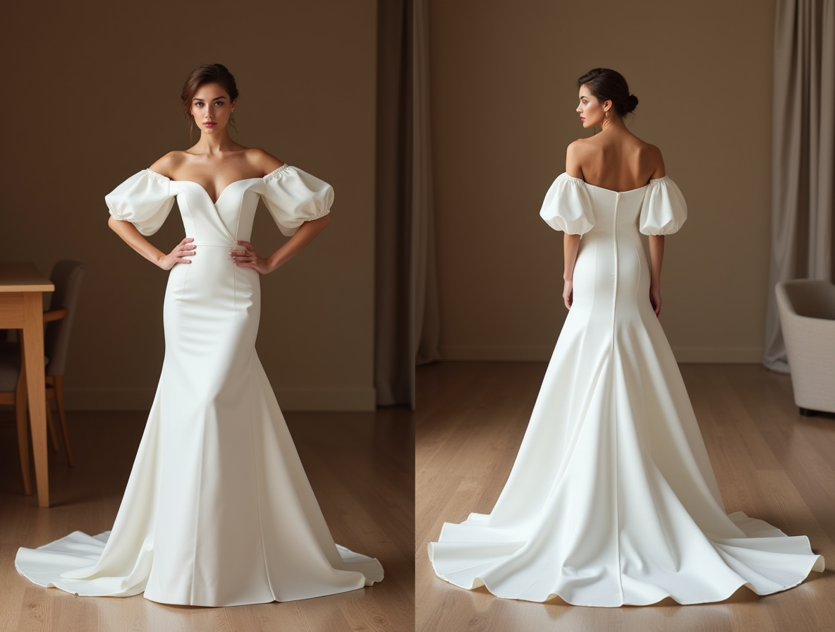 Minimalist Strapless Wedding Dress – Mermaid Silhouette with Button Detail