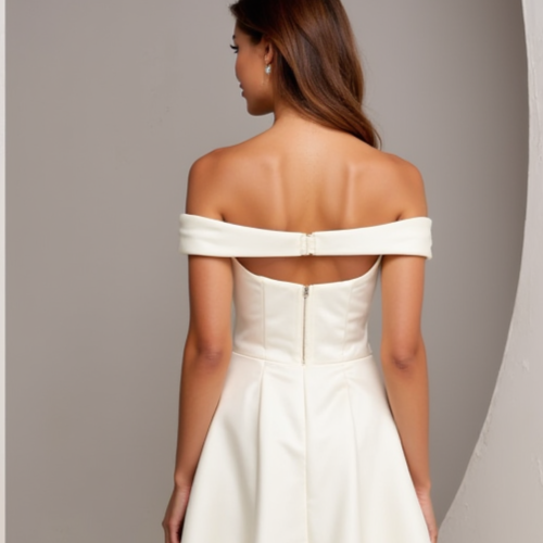 Modern White Mini Short Wedding Dress with an A-Line Cut for a Sleek and Elegant Silhouette