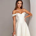 Modern White Mini Short Wedding Dress with an A-Line Cut for a Sleek and Elegant Silhouette