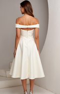 Modern White Mini Short Wedding Dress with an A-Line Cut for a Sleek and Elegant Silhouette