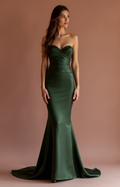 Regal Green Evening Dress & Prom Dress with Long Cape for a Royal Look