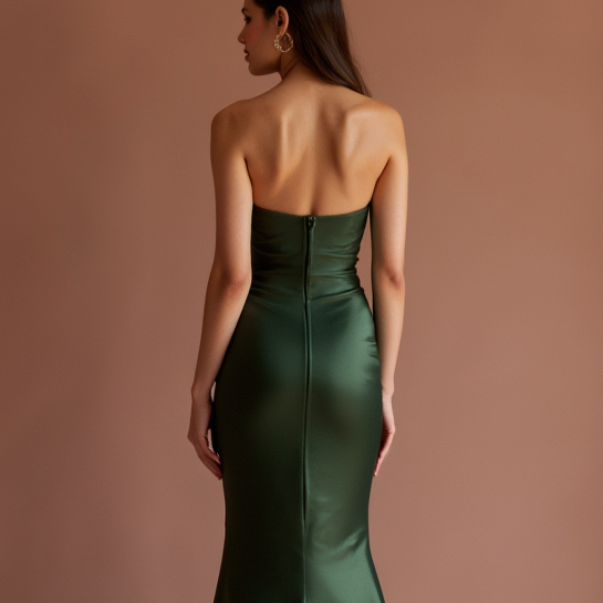 Regal Green Evening Dress & Prom Dress with Long Cape for a Royal Look