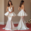 Strapless Satin Wedding Dress with Peplum Flare