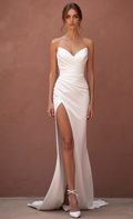 A-Line Wedding Dress with Pleated Skirt for a Timeless Bridal Look
