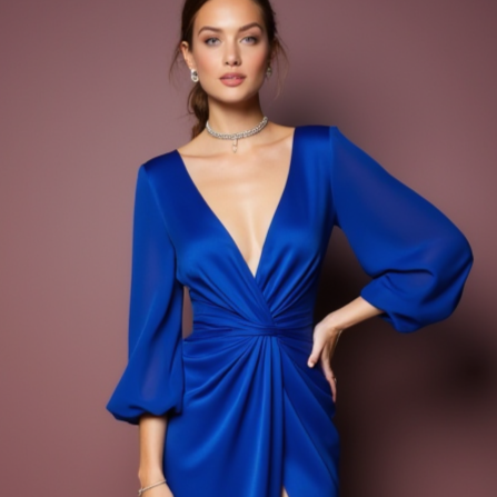 Ultra-Modern Blue Evening Dress & Prom Gown with Geometric Patterns