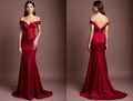Flirty Red Evening Dress & Prom Dress with Ruffled Skirt and Deep Slit