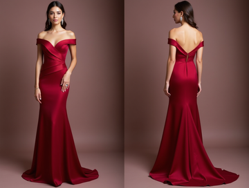 Flirty Red Evening Dress & Prom Dress with Ruffled Skirt and Deep Slit
