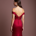 Flirty Red Evening Dress & Prom Dress with Ruffled Skirt and Deep Slit