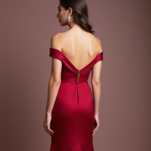 Flirty Red Evening Dress & Prom Dress with Ruffled Skirt and Deep Slit