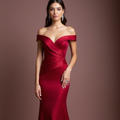 Flirty Red Evening Dress & Prom Dress with Ruffled Skirt and Deep Slit