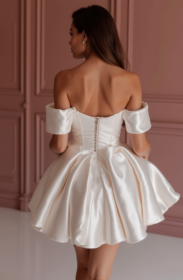 Minimalist White Mini Short Wedding Dress with a Halter Neckline for a Chic and Contemporary Style