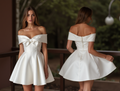 Glamorous White Mini Short Wedding Dress with Beaded Straps for an Extra Touch of Sparkle