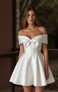 Glamorous White Mini Short Wedding Dress with Beaded Straps for an Extra Touch of Sparkle