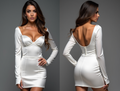 Sexy White Long Sleeve Bodycon Mini Dress – Modern Bridal Style