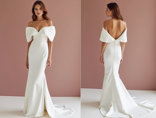 Mermaid White Wedding Gown with a Tulle Skirt for a Soft, Flowing Effect