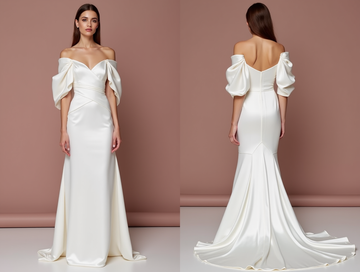 Mermaid White Wedding Dress with a Modern V-neckline for a Sexy Bridal Look