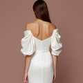Mermaid White Wedding Dress with a Modern V-neckline for a Sexy Bridal Look