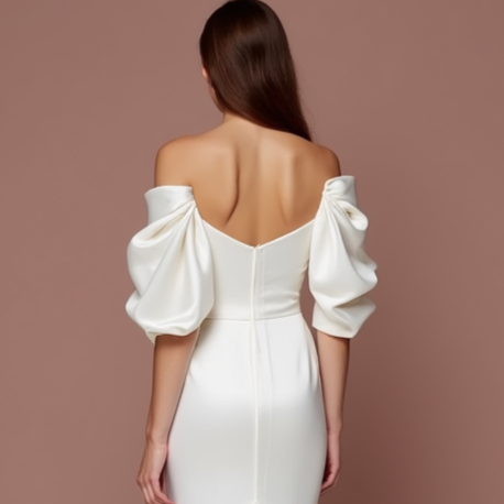 Mermaid White Wedding Dress with a Modern V-neckline for a Sexy Bridal Look