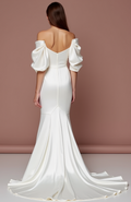 Mermaid White Wedding Dress with a Modern V-neckline for a Sexy Bridal Look