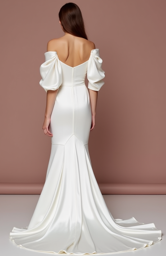 Mermaid White Wedding Dress with a Modern V-neckline for a Sexy Bridal Look