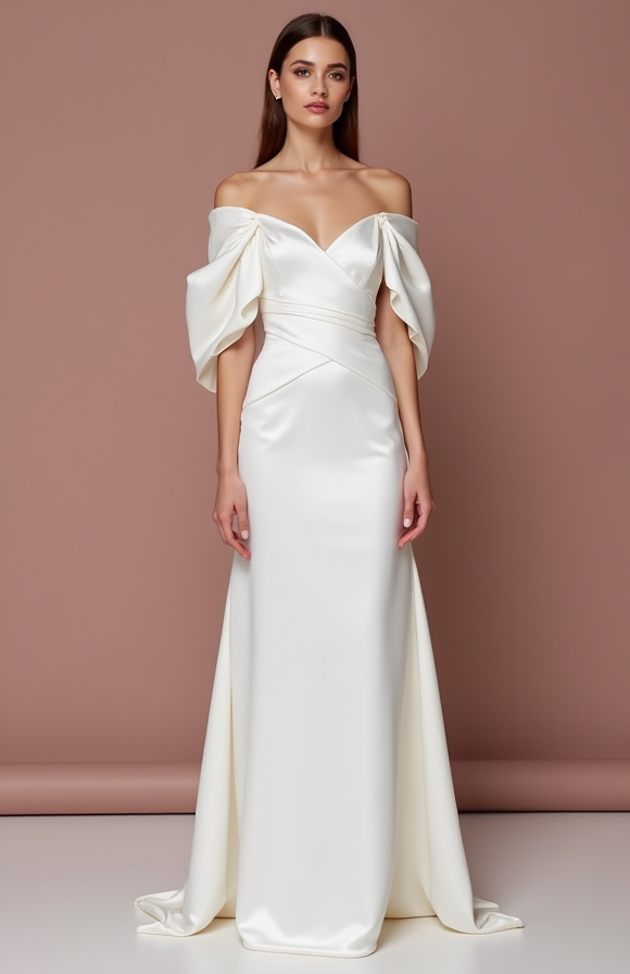 Mermaid White Wedding Dress with a Modern V-neckline for a Sexy Bridal Look